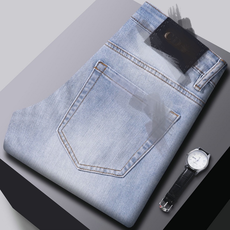 Men's Jeans Spring Summer Thin Men Slim Fit European American High-end Brand Small Straight Pants Q9783-5