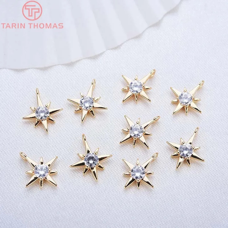 3106PCS 105MM 24K Gold Color Plated Brass with Zircon explosion Six-star Charms Pendants High Quality Diy Jewelry Accessories260429