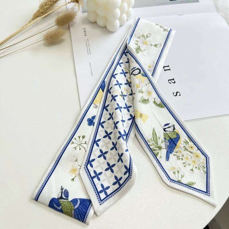 Floret Printed Hairband Silk Satin Bag Scarf Skinny Long Wrist Ribbon Neck Scarves Fashion Hair Scarfs For Women 26H0505