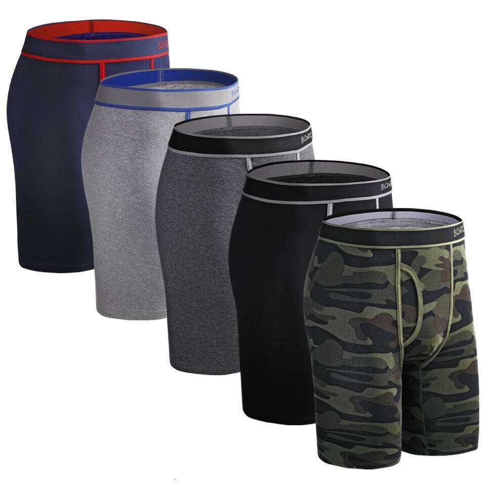 5pcs Set Long Leg Boxer Shorts Panties Underpants Homme Cotton Underwear For Men Calvin Boxershorts Sexy Calecon Male Brand