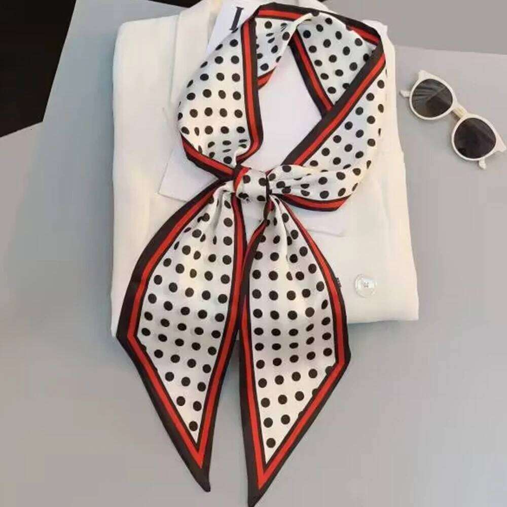 New Fashion Elegant Polka Dot Print Women Luxury Satin Narrow Silk Scarfs Breathable Scarf for Female Decorate Headband Hijab 26H0505
