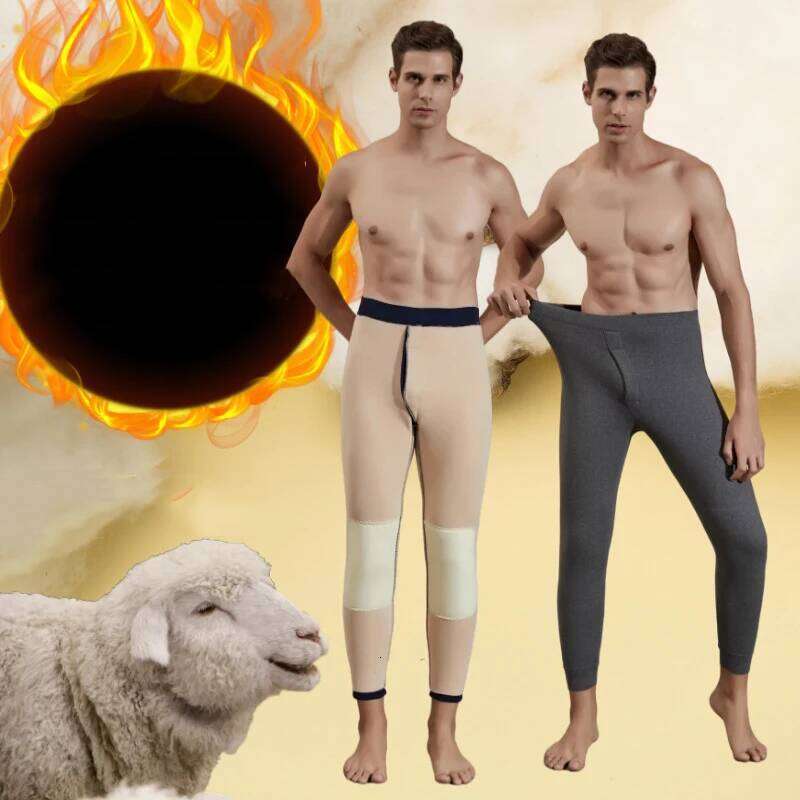 Winter Men Thermal Underwear Bottoms Plus Size Male Leggings Thermos Warm Wool Thick Long Johns Men's Elastic Tights Pants