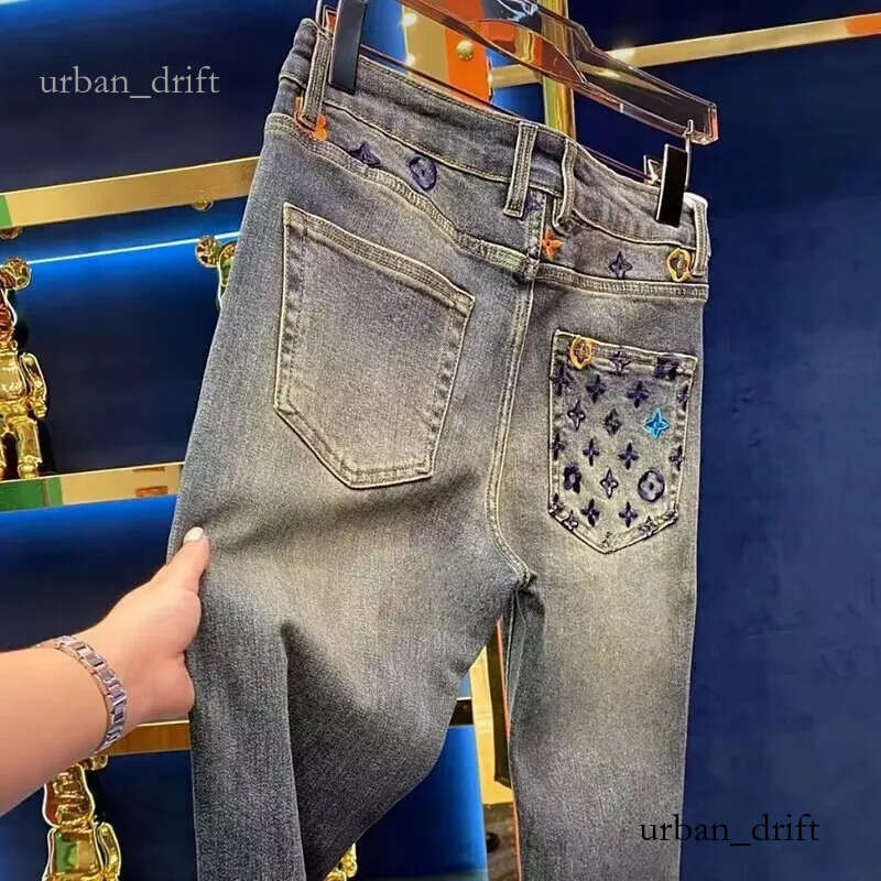 louise High End Jacquard Embroidered Designer Jeans Luxury Men's Trendy Brand Personalized Slimming Straight Youth Small Foot Outdoor Sports Ca