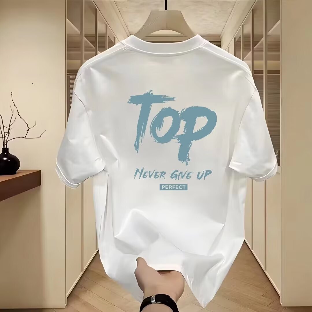 Pure Cotton Short Sleeve T-shirt Casual Trendy Unisex Summer Ins Style Versatile Round Neck Top Trendy Mens Essential Designer Clothes Versatile Men
