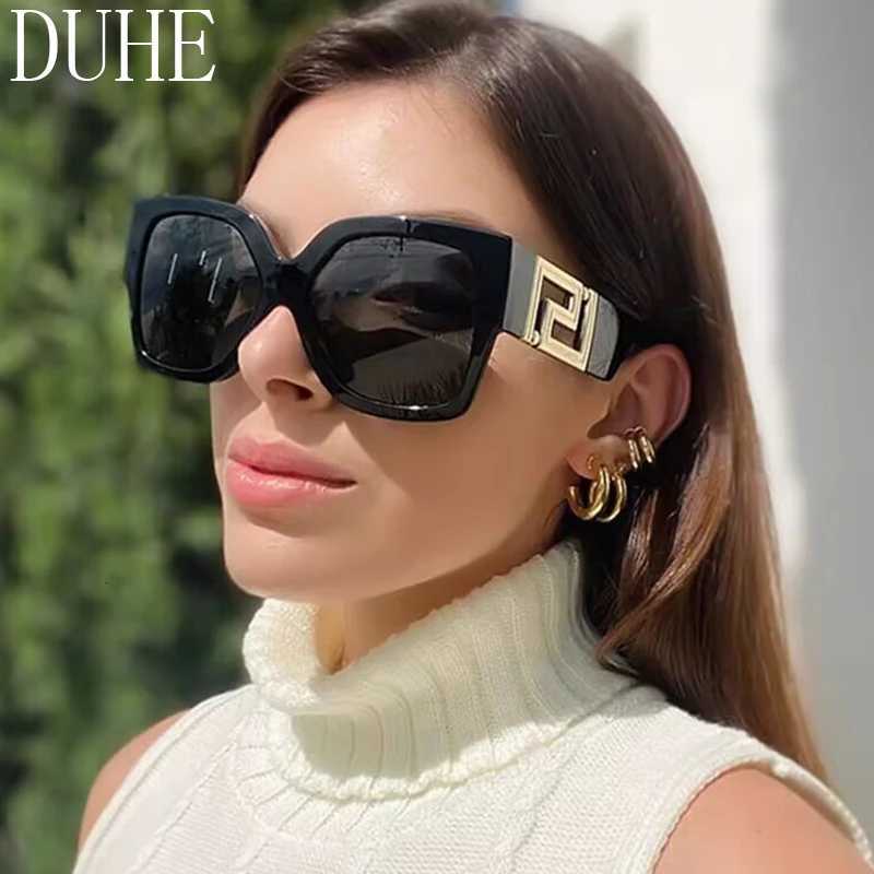 Luxury Brand Design Oversized Womens Sunglasses Stylish Elegant Commuting Sunglasses Square Retro Gradient Tone Sunglasses Z260506