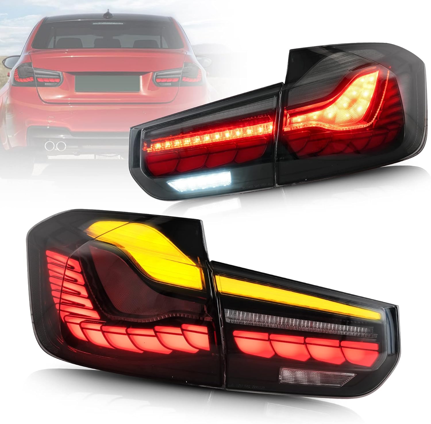LED Rear Lamp Assembly for BMW 3 Series F80 F35 F30 2012-2018 With Sequential Turn Signals Dynamic Animation