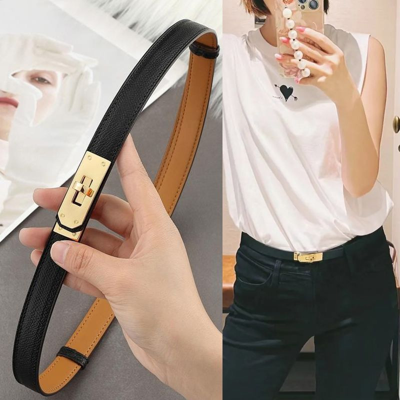 Belt for Women, Genuine Leather, Versatile, Coat, Dress, Waist-Cinching, Slim Style, Suit Trend