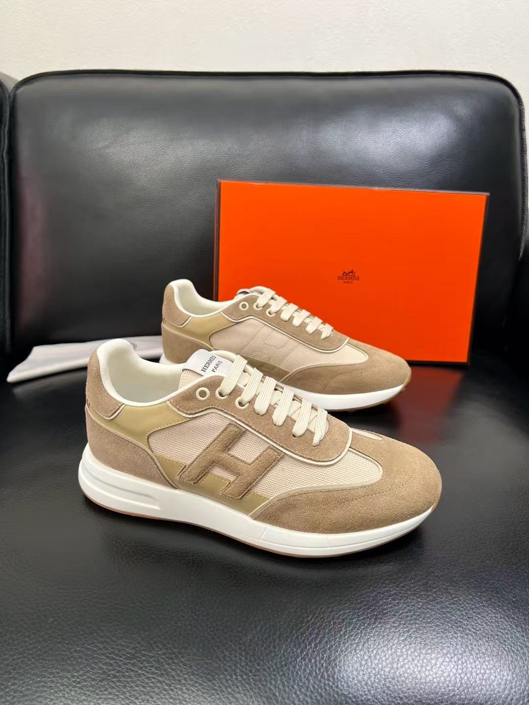 Casual Designer Luxury casual Shoe Men Leather Sneaker Mesh Trainer Lace Up Low Top Street Sport Travel Outdoor Lightweight Everyday Athletic