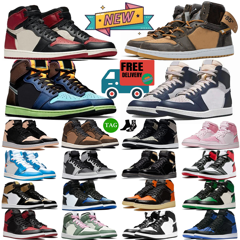 2026 1 Basketball Shoes Designer High Sneakers Black Gold Mocha Chicago UNC True Blue Bred Smoke Grey Walking Outdoor Mens Womens 1 Trainers Sports