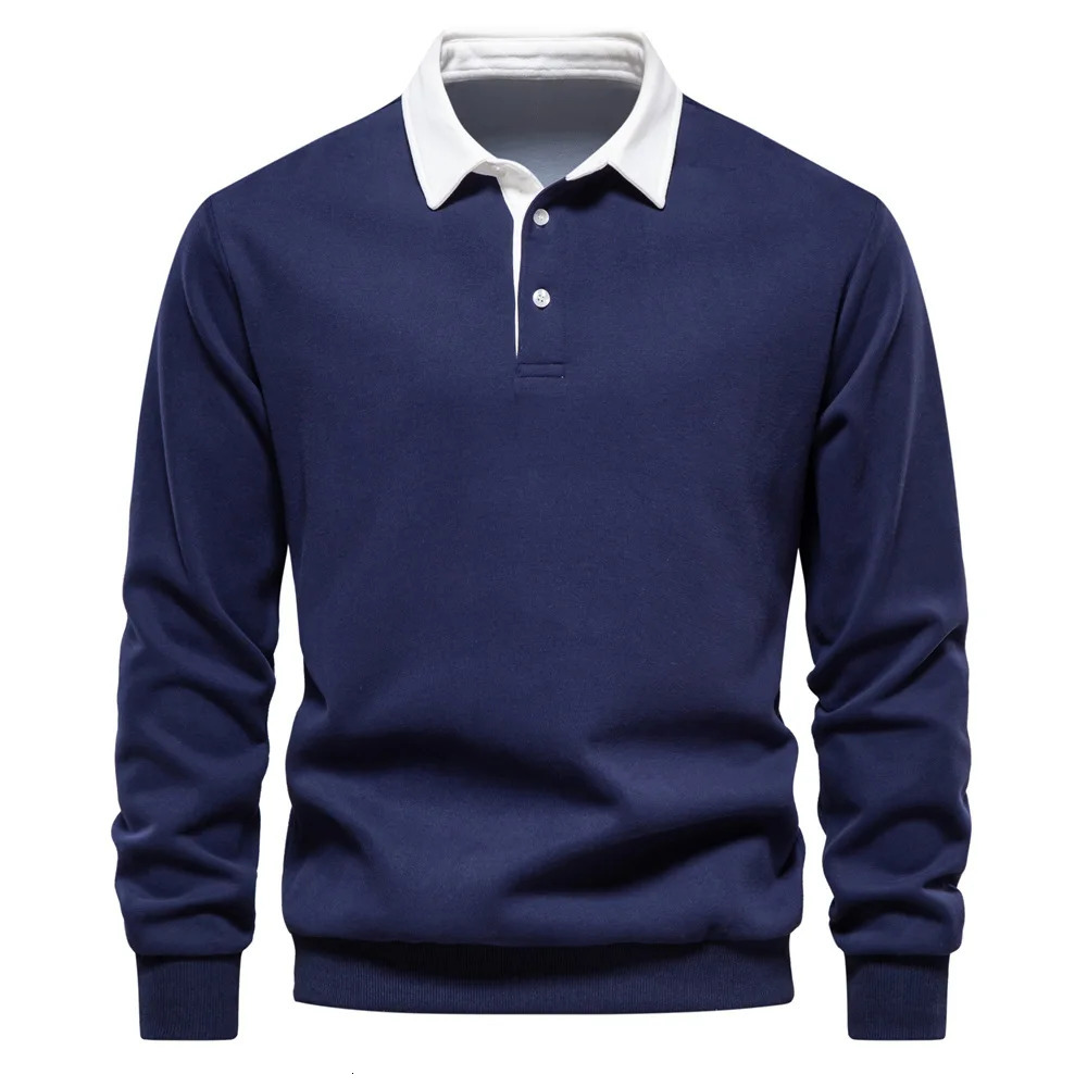 Mens Autumn Long-Sleeved POLO Collar European Size Sweater - Trendy High-Quality Casual Versatile and Loose-Fit Top 260430