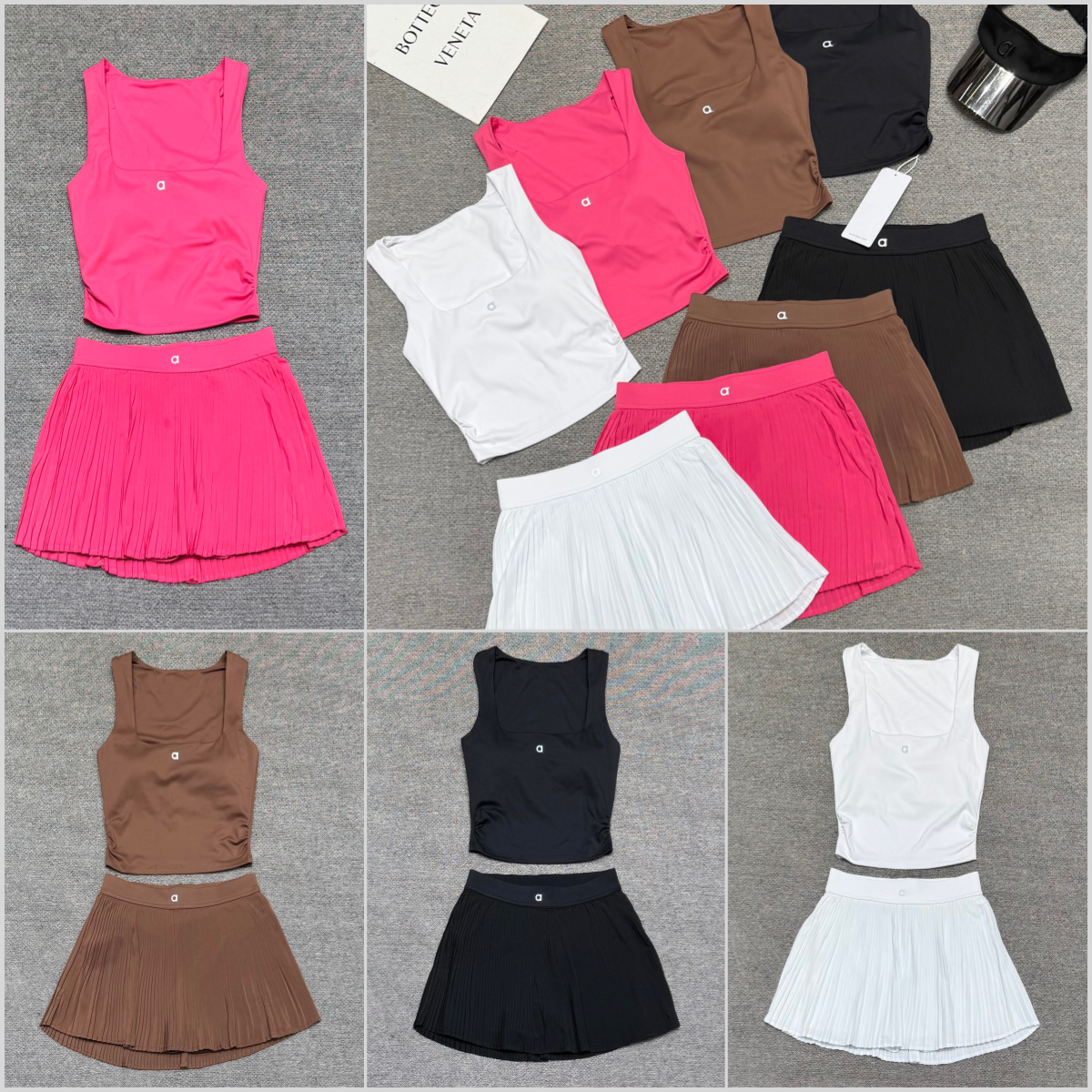 Womens Outfit Yoga Sets Skirts Vest Tennis Sport Running Skirt Elastic High Waist Sportwear Lined Breathable U Collar With Pad Homedecor8