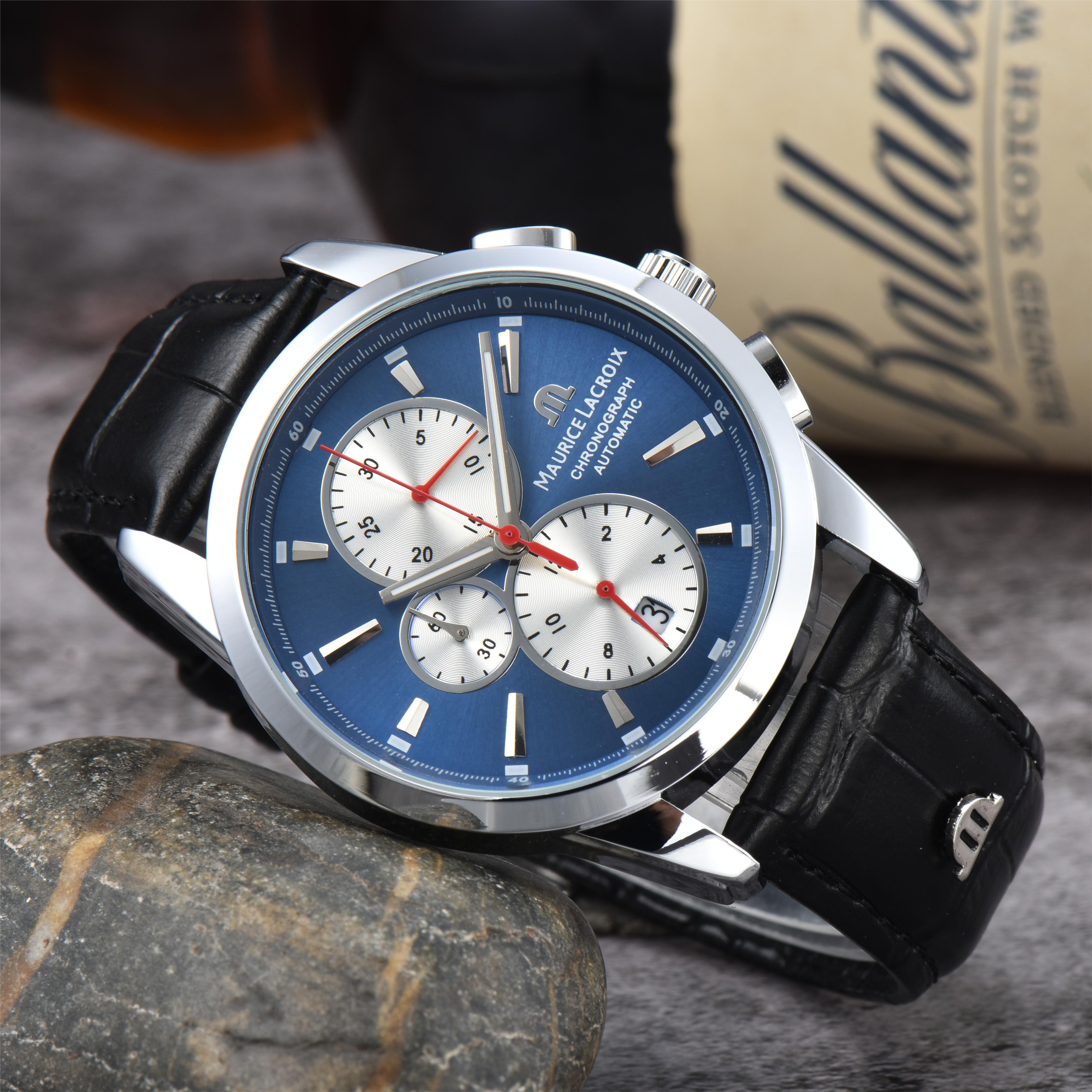 2026 Nouvelle entreprise MAURICE LACROIX montre Ben Tao série trois yeux chronographe mode haut décontracté luxe en cuir hommes montre