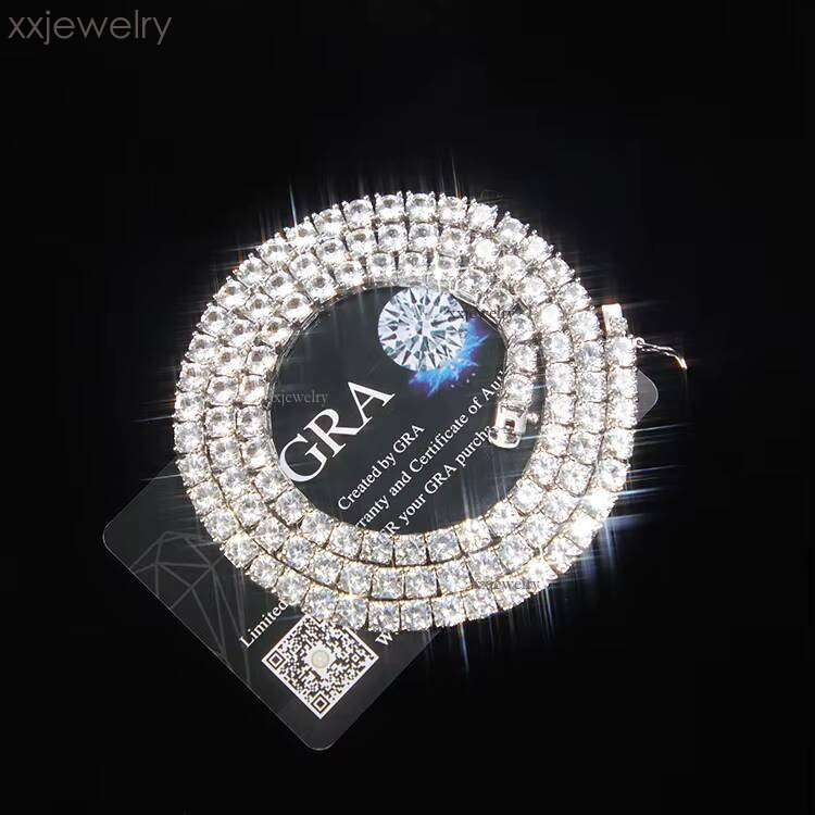 GRA VVS Pass the test, you can immediately ship 925 silver Hip hop ice crystal moissanite tennis chain Vvs D color moissanite tennis necklace