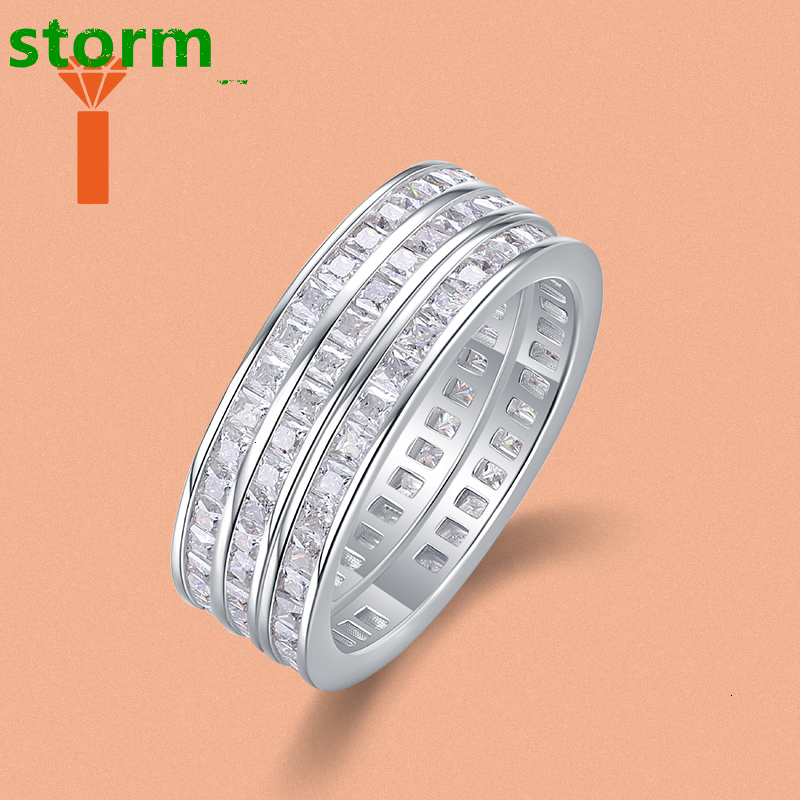 Customized Top Quality Classical Ring Sterling Silver 3rows VVS Moissanite Diamond Ring with GRA for Hiphop Jewelry Riing