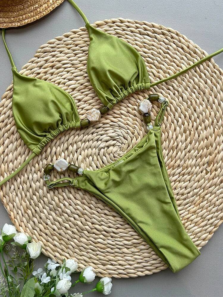Vzvn Sexy Solid Laced Up Thong Women Split Swimsuit Beach Vacation Bikini 2026 All Season Backless Bikinis 2 Piece Set dongdumaoyi 18$