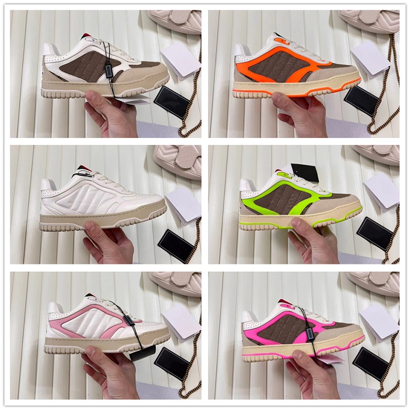 2026 Men Women Casual Shoes Designer Sneaker Fashion Classic Luxury Web Shoe Canvas Leather Brown Orange Green Pink Stripes Platform Shoe Trainers S
