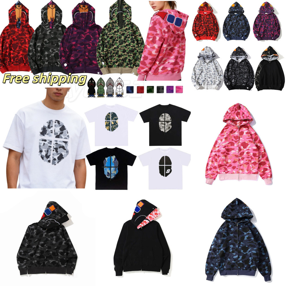 High quality Mens Designer Hoodies bapeshoodit shirt Full Zip Up Jackets Men plasbies Women Sweetwear Jacket Camouflage Pattern Hoodie Sweatshirts F