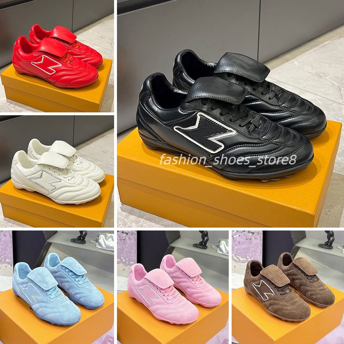 Designer Footprint Soccer Sneaker mens womens trainers Rubber anti slip sole Long Tongue Outdoor Sport shoes Breathable High quality genuine leather