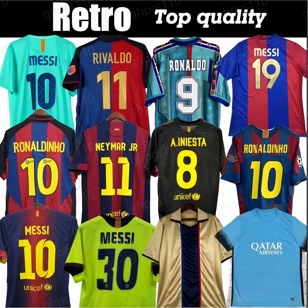 retro Barcelona jersey NEYMAR JR Retro Soccer jerseys RONALDINHO A.INIESTA 01 02 03 04 05 06 07 08 09 10 11 12 13 14 15 16 17 18 19 vintage footb-image-913082651