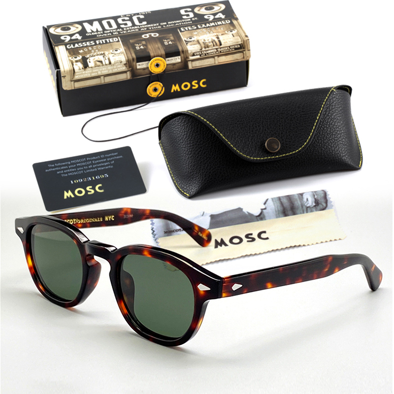 Luxury Johnny Depp Lemtosh Polarized Sunglasses Men Women Vintage Round Tint Ocean Lens Acetate Transparent Frame Sun Glasses Oculos De Sol with Lea