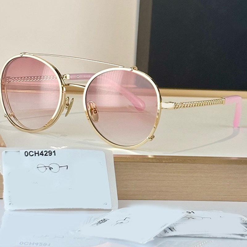 Luxury Pink Gradient Pilot Gold-plated Metal Frame Sunglasses CH4291 2026SS New Product Women Men Dates Travel Parties Chic Style Eyewear UV100 With
