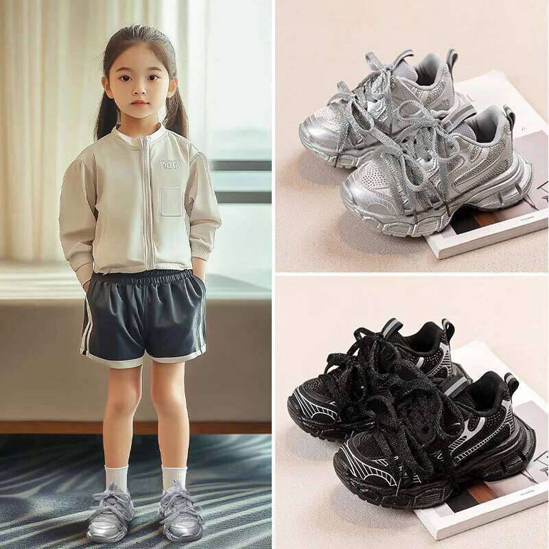 2026New Children's Spring Autumn Style Korean Version Breathable Mesh Sports Casual Running Shoes For Boys And Girls 26H0506