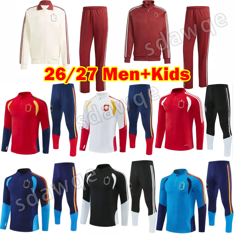 2 star 26 27 Spain half zip tracksuit LAMINE YAMAL FERRAN MORATA PEDRI 2025 2026 Espana Windbreaker jacket training suit men kids kits