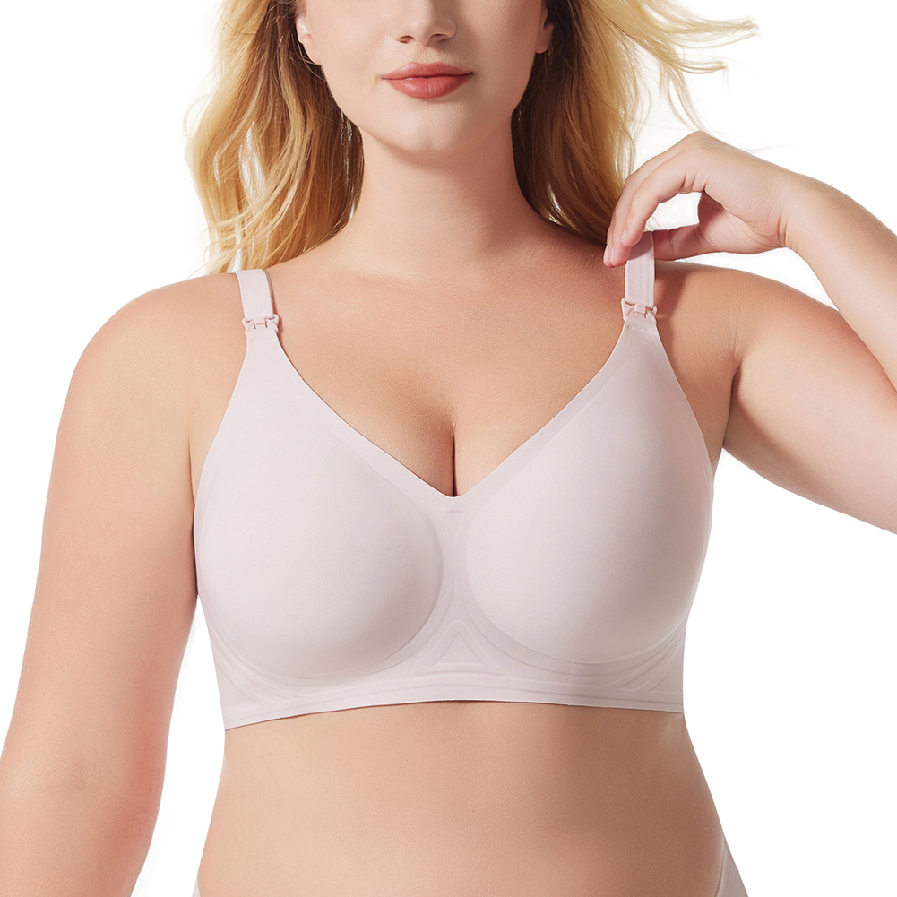 Bras Plus Size Seamless Nursing Bra Wireless Support Maternity Breastfeeding Bra with Easy Access Clips JC02#-image-1104759310