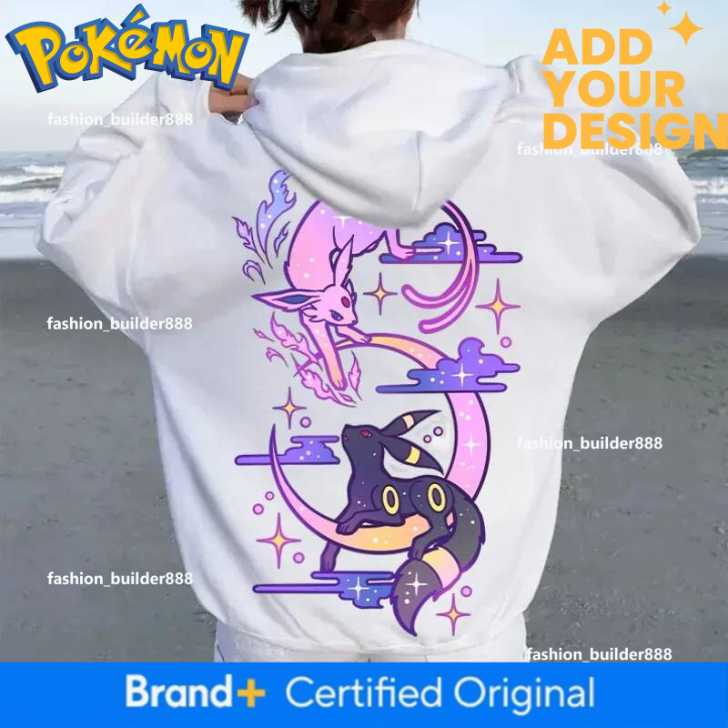 Pokemon Creative P1 Umbreon and Espeon Printed Hoodie Top Men's Women's Autumn Winter New Harajuku Oversize Casual Trend Sweater