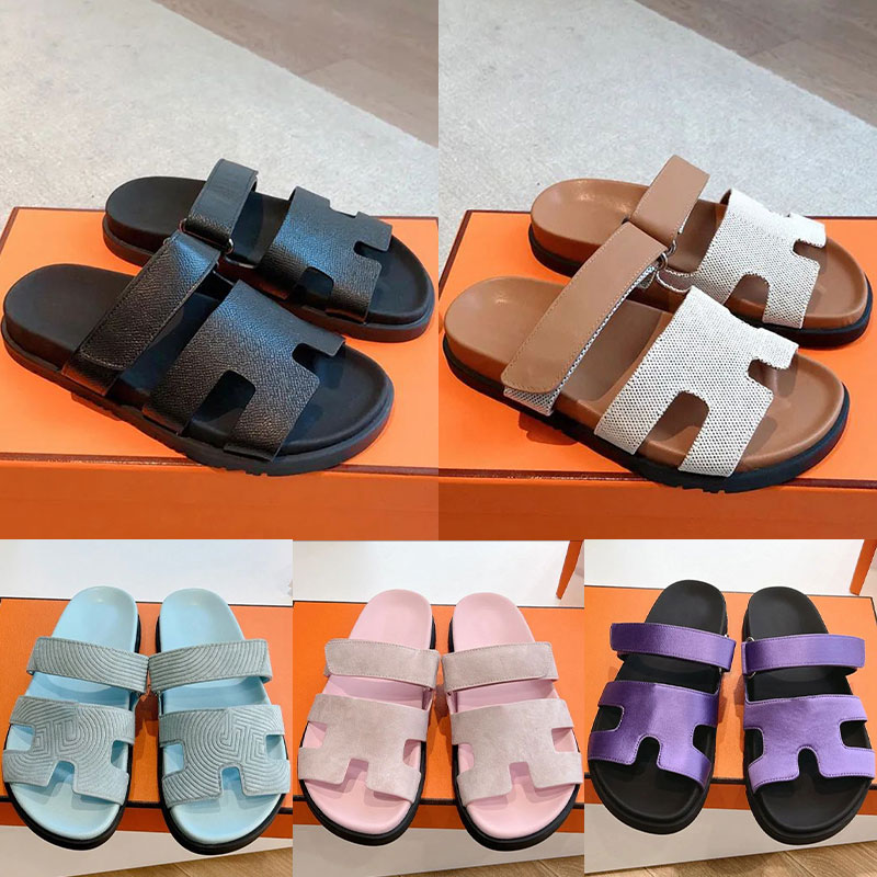 Designer Sliders Slippers Chypre Sandal Flip Flops Flat Sandals Beach Comfort Calfskin Brown Black for Women and Men Spring and Summer Collection Be