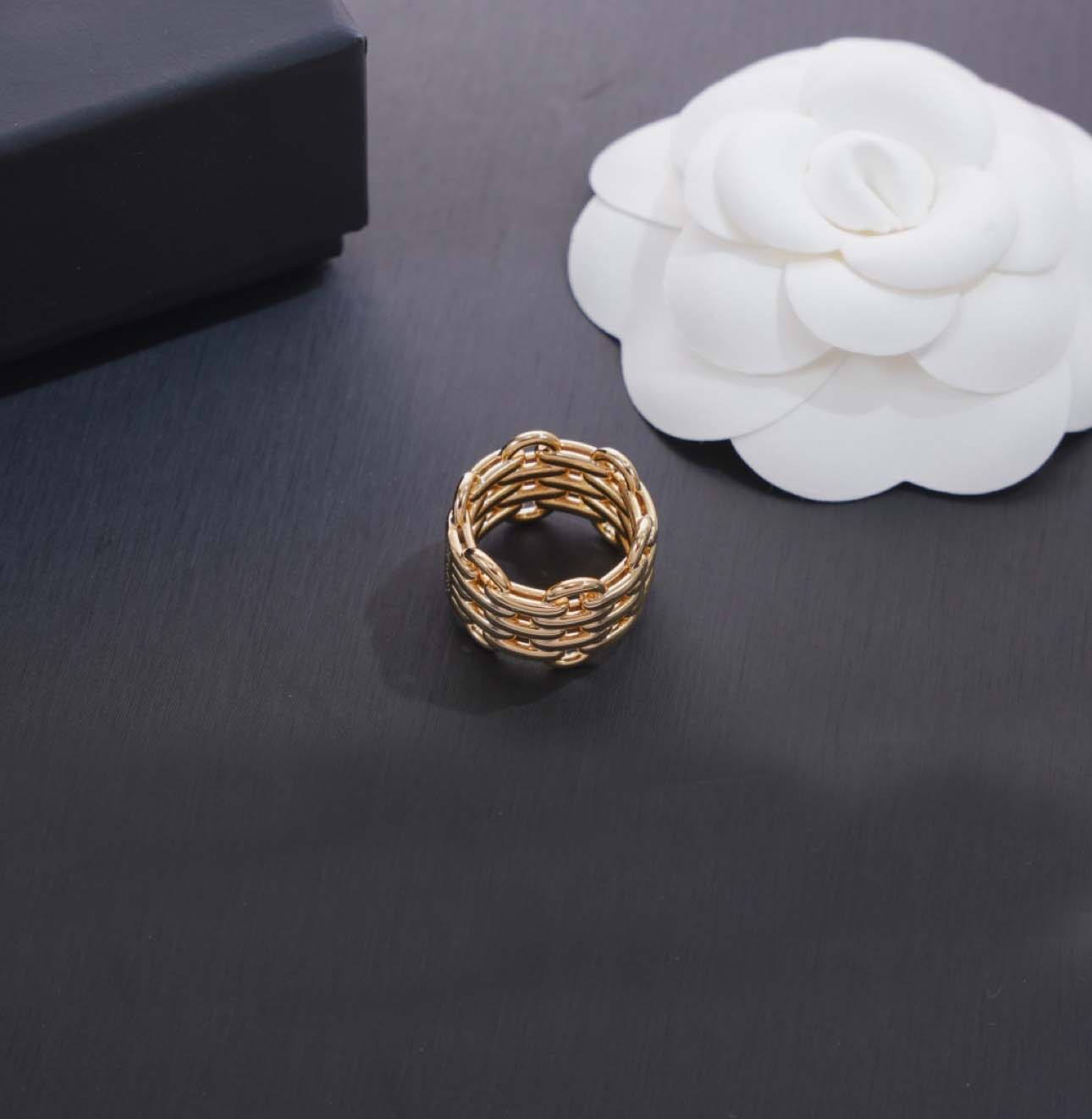 2026 Luxury quality charm punk band ring with hollow design in 18k gold plated have stamp simple design box PS6606B