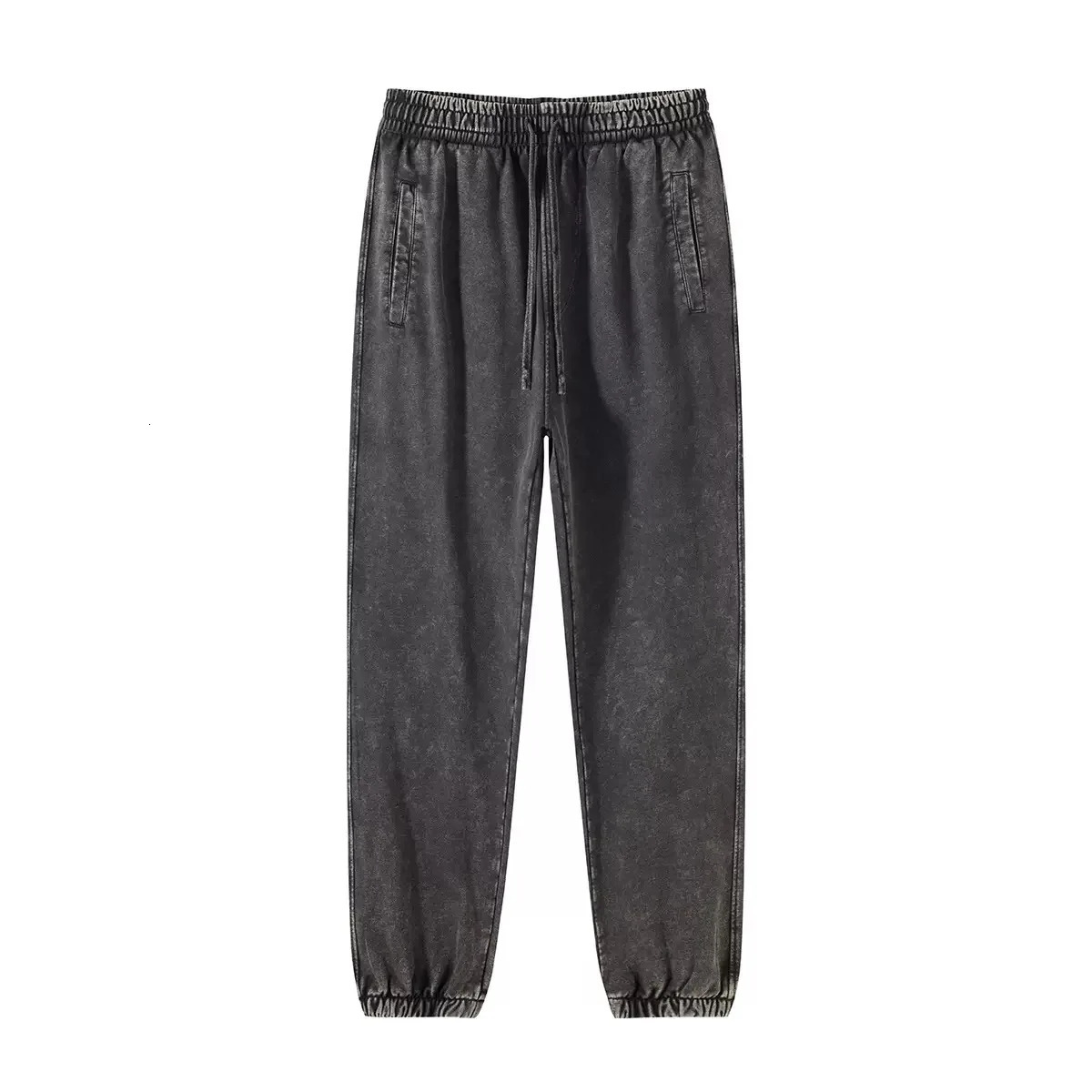 Batik Worn Sweatpants Mens Loose Fit Comfortable Elastic Waistband Solid Color Casual Trousers 260506