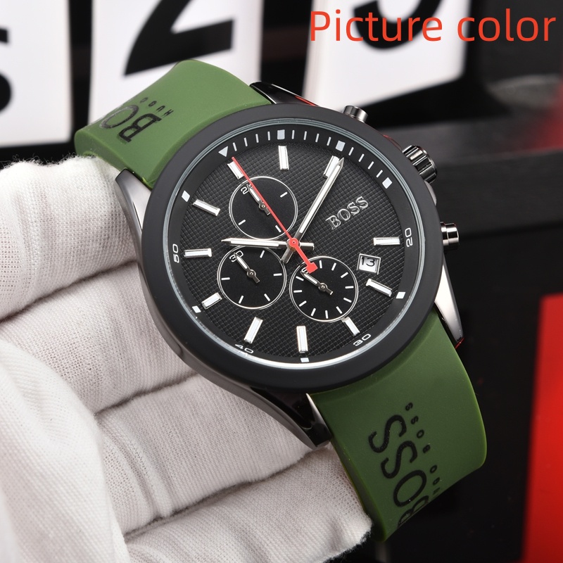 Bos Wrist Watches for 2026 Mens Watches Six needles All dials work Quartz Watch Top Luxury Brand Chronograph Clock Rubber Belt Fashion Holiday gift