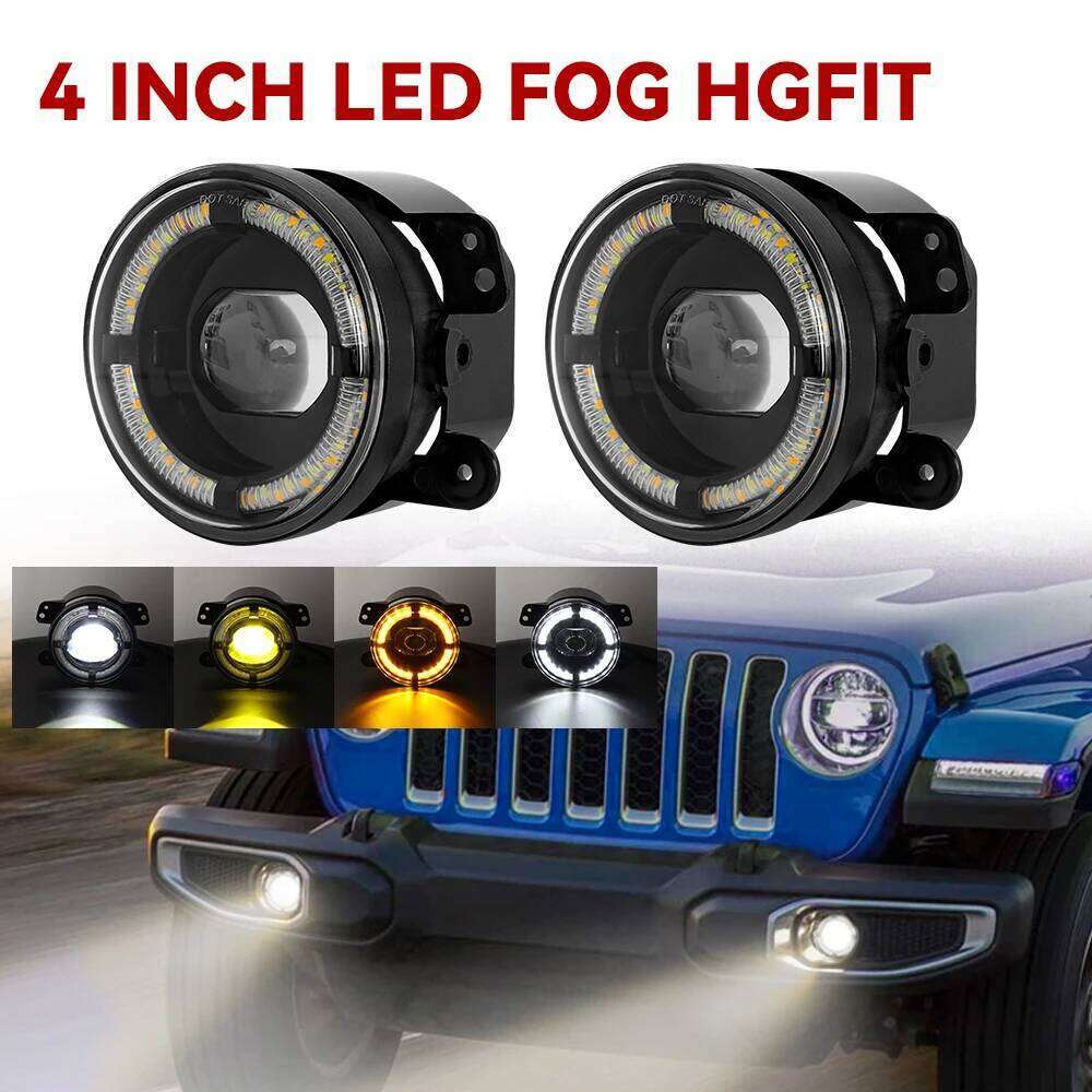 2Pcs 4 Inch LED Lights 60W White Halo Ring DRL Turn Signal Car Fog Lamp assembly For Wrangler JK TJ LJ Dodge Chrysler