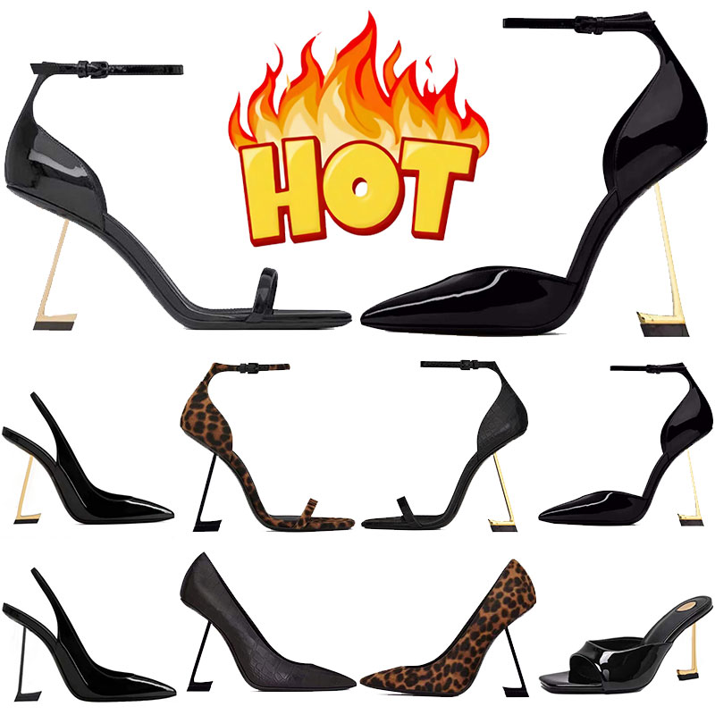 With Box Designer Shoes Women Luxury graceful slipper Womens Sandals Classic Style Wedding womens High Heels Black leopard print Choose from various