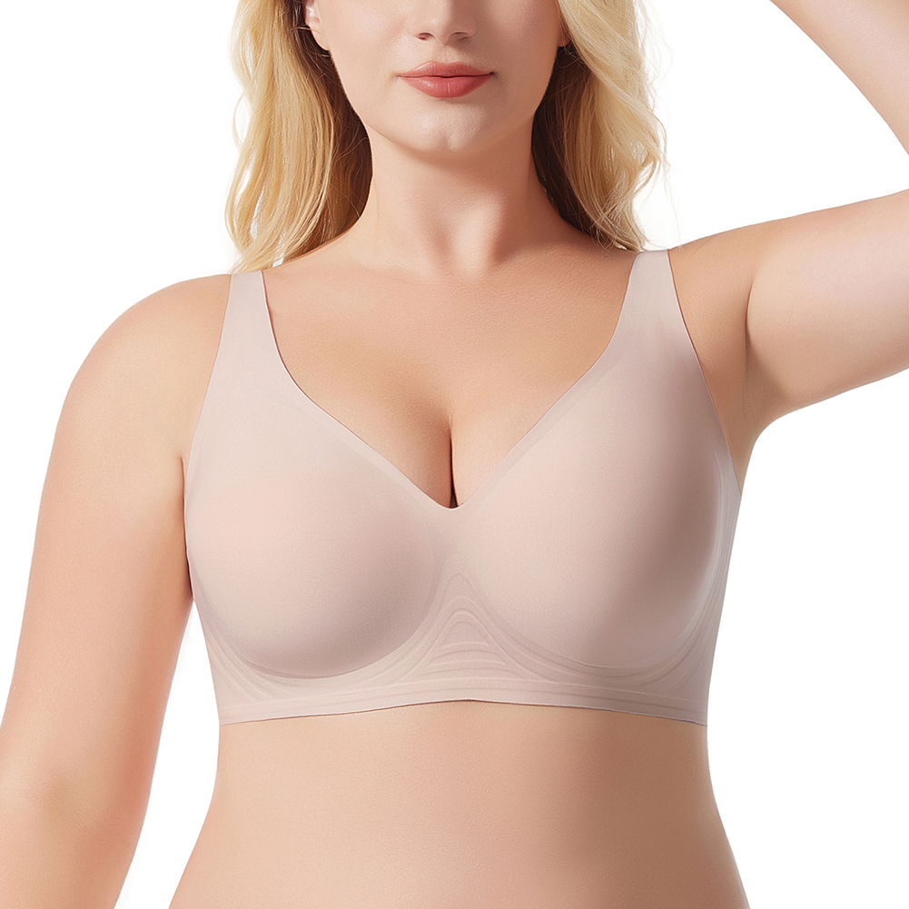 Bras Seamless Wireless Bra with Soft Support V-Neck Invisible T-Shirt Bra for Women SV01#-image-1104761112