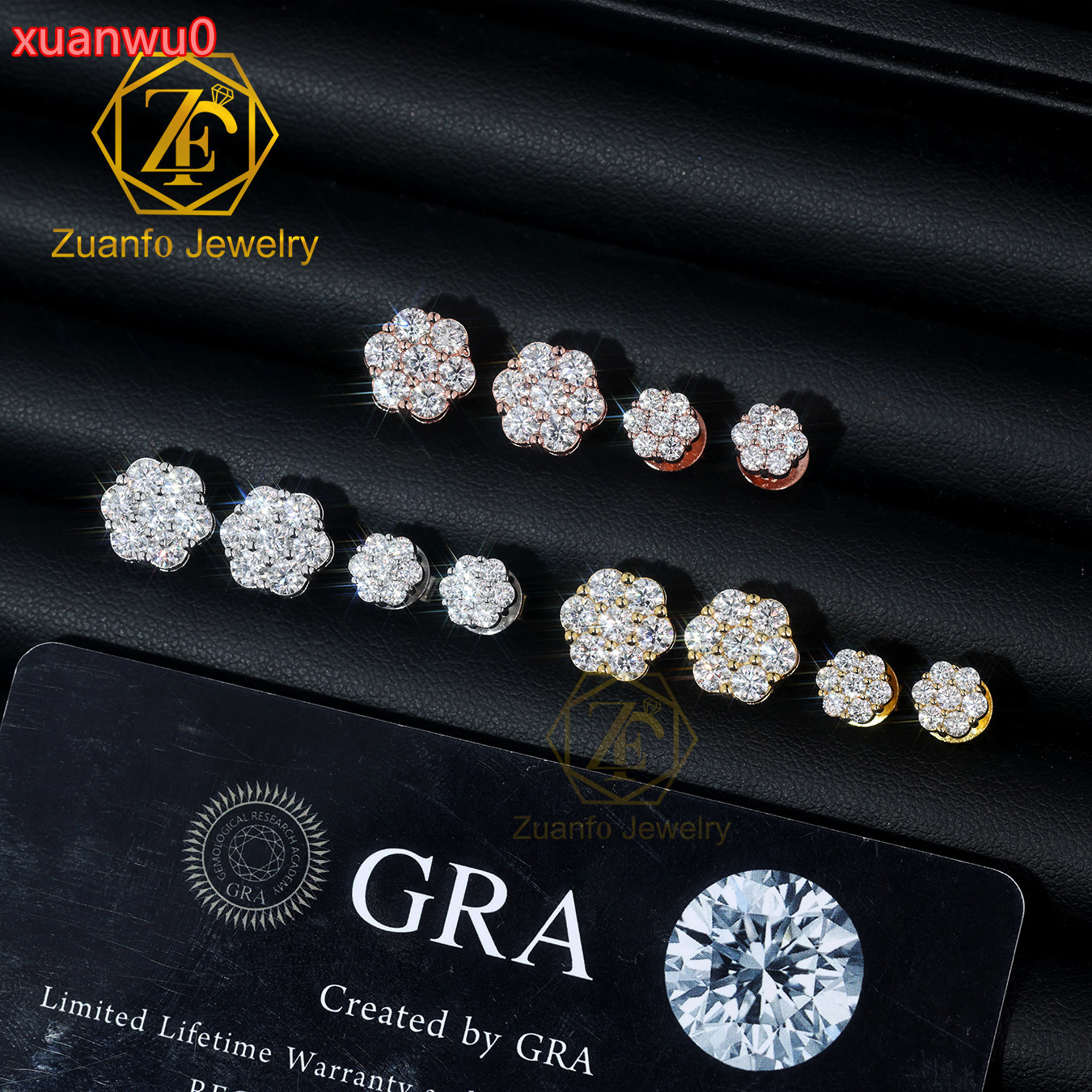 Luxury Moissanite Cluster Studs VVS 925 Sterling Silver Unisex Jewelry Flower 14Pcs 2mm 3mm Diamond Earrings with GRA