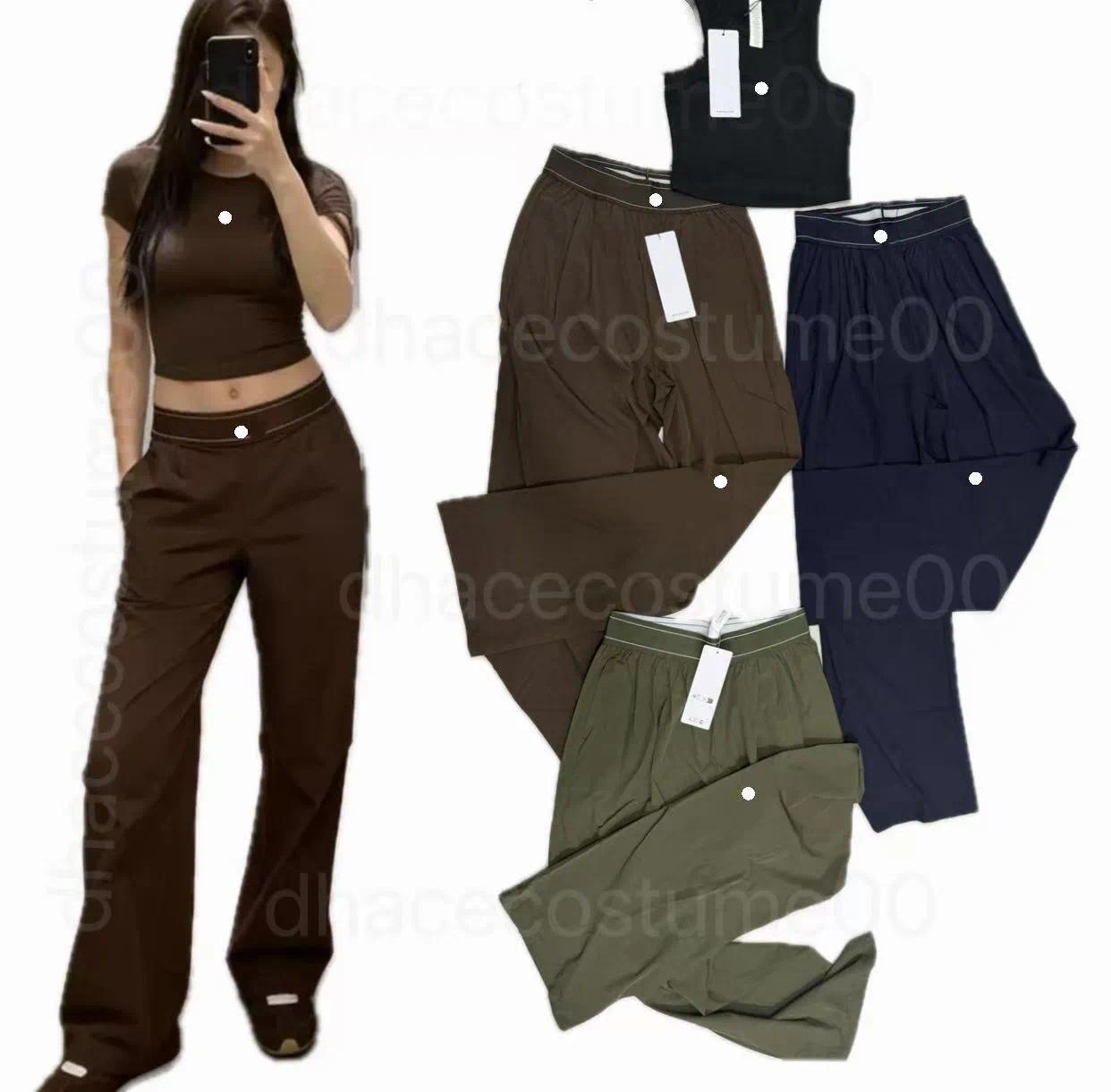 Women High Waist Straight Leg Yoga Pants Wrinkle Resistant Full Length Dance Studio Jogger Sweatpants Casual City Weekend Trousers-image-1104833527
