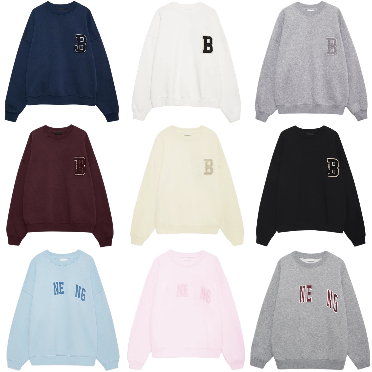 AB Cotton Embroidered Letters Pullover Sweatshirts Loose Long Sleeve Fleece Sweaters Fashion Lady Sportswears-image-813384637