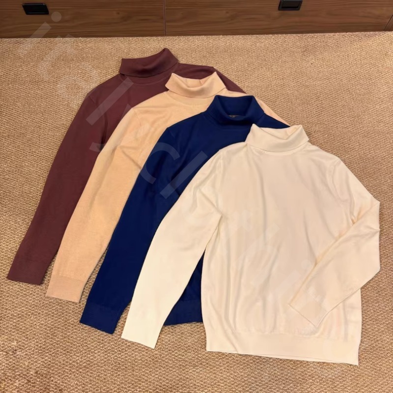 Luxury Designer Fashion Mens Wear Designer Shirt 100% Wool Knitted Sweater Solid Color Turtle Neck Long Sleeve Sweaters L1289