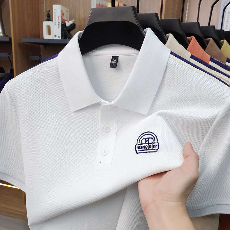 Luxury Brand Designer Clothes Men's New Versatile T-Shirt 2026 Summer High-Quality Base Layer Business Breathable Multi-Color Turn-Down Collar