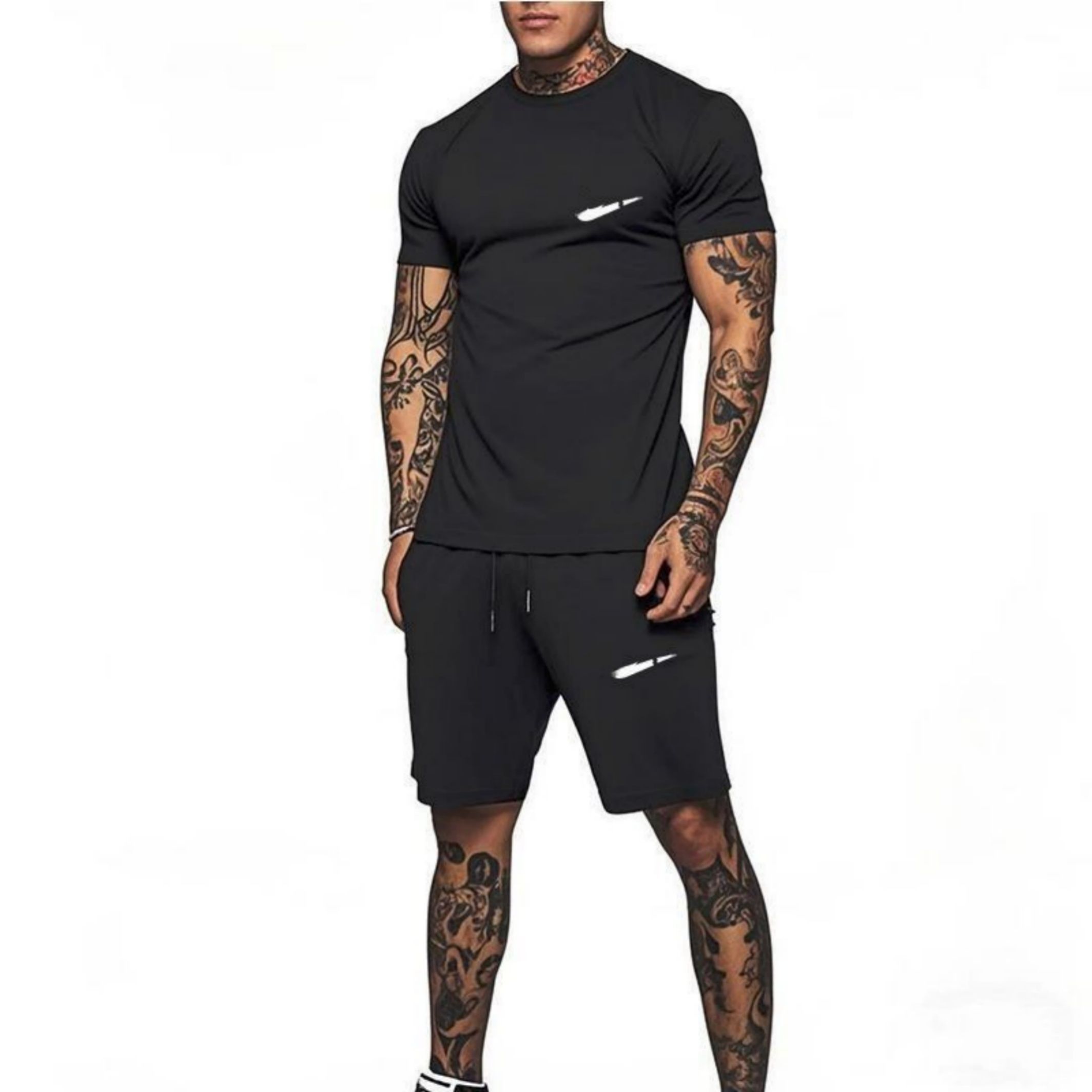 Men's Tracksuits Summer tshirt shorts 2-piece set of white tracksuit men's letters retro street clothing creative pattern men's short