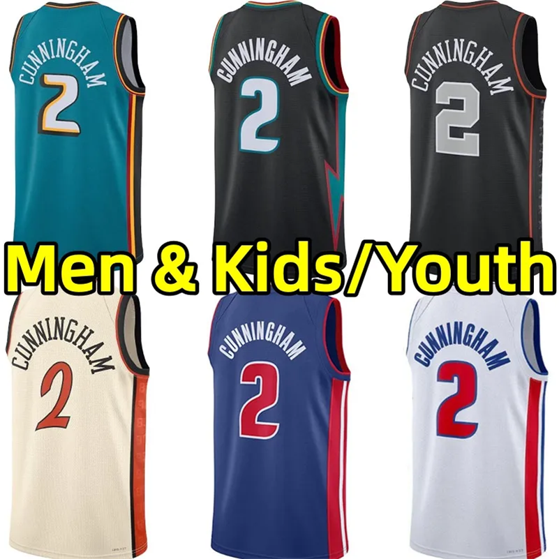 CC Cade Cunningham Jersey Basketball Jerseys Men Kids Youth Embroidery Stitched DET