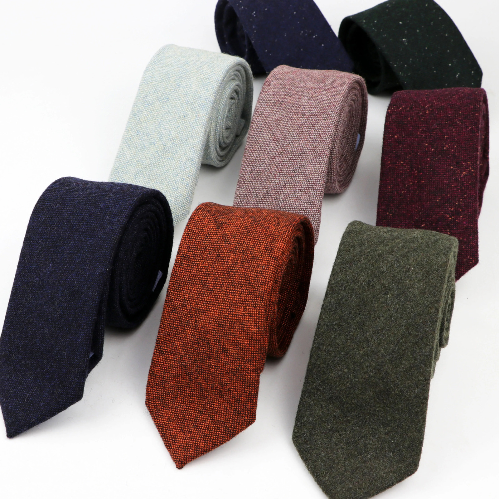 Men Formal Business Neckties Style Wool Viscose Tie 7Cm Fluffy Solid Color Corbata Slim Striped Necktie 100% mulberry silk jacquard woven Cravat Clo