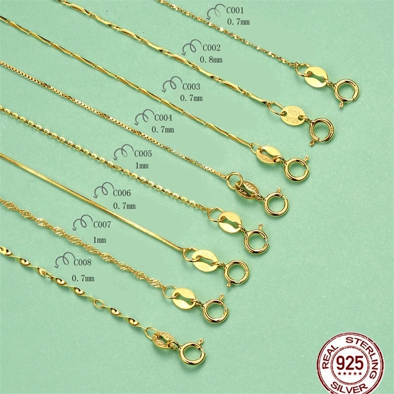 1pcs Genuine 925 Sterling Silver Singapore Box Snake Chain Necklace for Woman 405/40/45cm Basic Chain fit Pendant DIY Jewelry 260429CJ