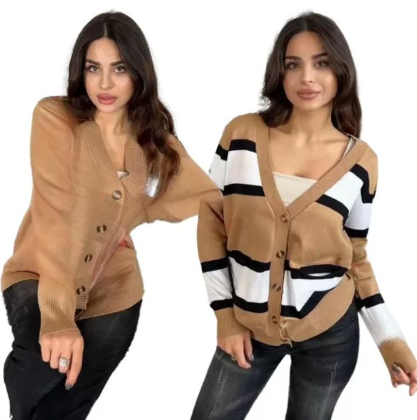 Designer Sweaters Women Casual Vintage Plaid Knitting Long Sleeve V-Neck Cardigans Fashion Elegant Single Breasted Ladies Sweater