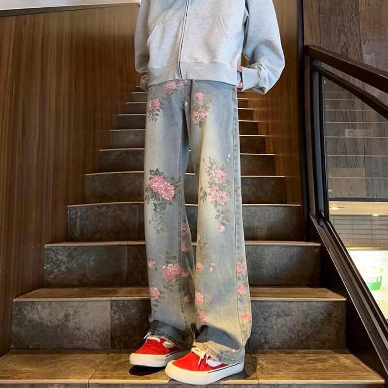 2026 New Designer Men's Jeans New Autumn Series Casual Printed Fashion High Street Men's Casual Pants Men's Fashion Autumn Pants Whol