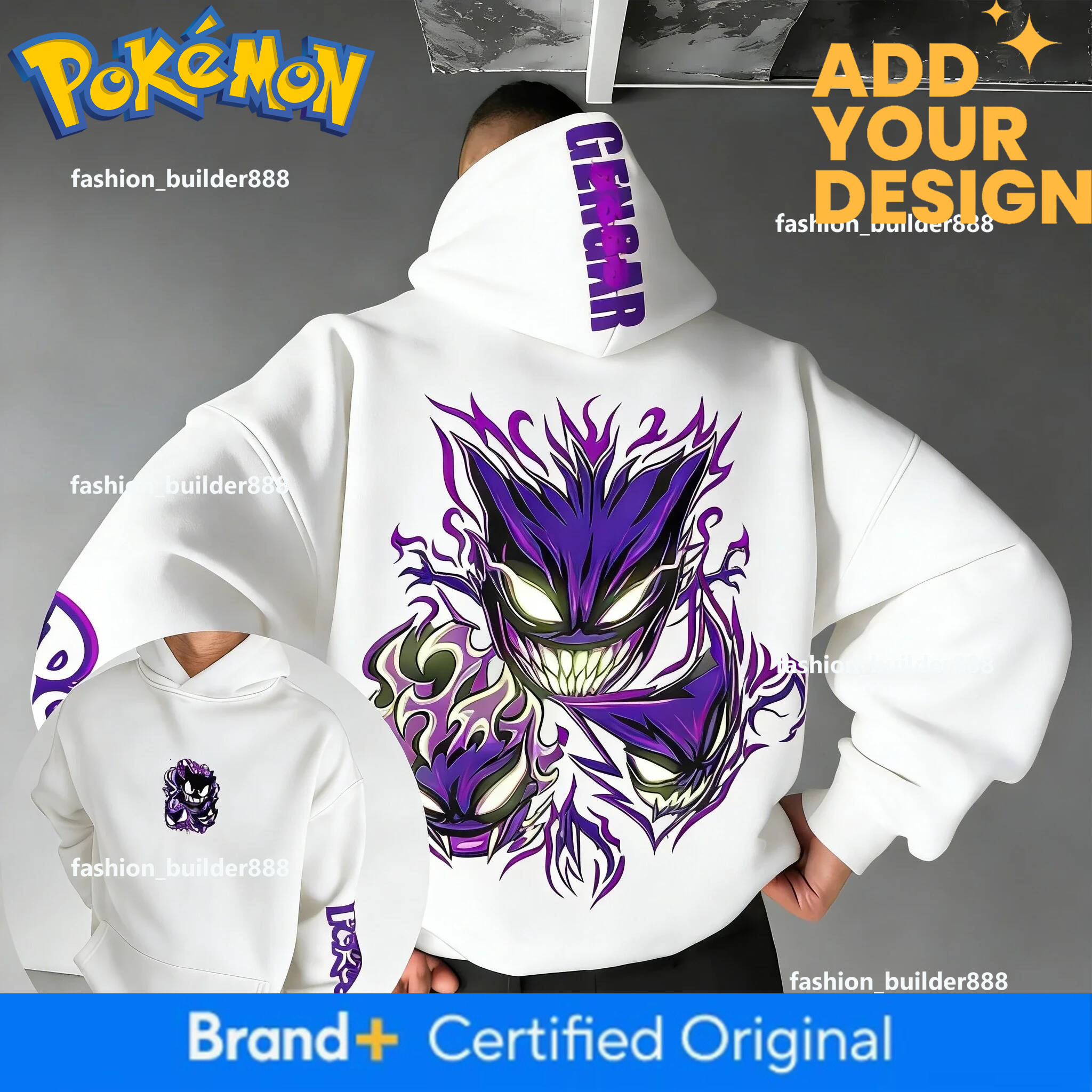 2026 Pokemon Anime Haunter Printed Cotton Unisex Hoodie For Spring And P1 Summer New Harajuku Loose Casual Y2k Parent-Child Top