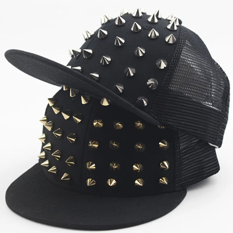 Men and Womens Rivet Flat Hat Punk Rock Hip Hop Stud Baseball Caps Y2K cap outdoor gorras para hombres casquette homme 260506