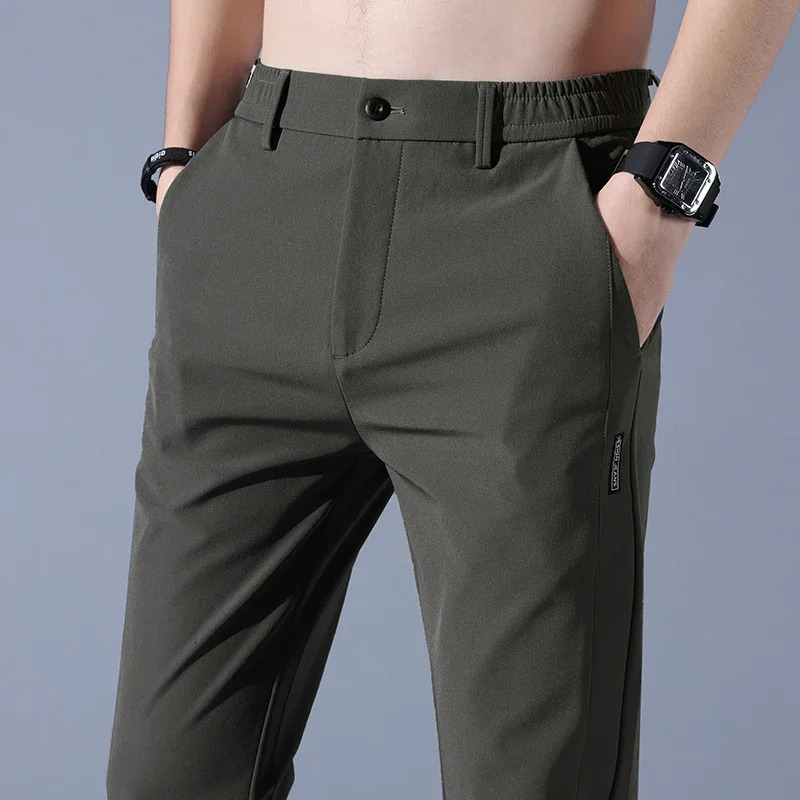 2026 Spring Summer Mens Ice Silk Golf Casual Slim Straight Thin Trousers Male Fashion Stretch Breathable Jogging 2838 260506